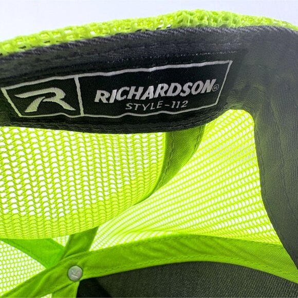 CAT Caterpillar Gray Neon Green Mesh Snapback Trucker Baseball Cap Hat - Picture 8 of 8